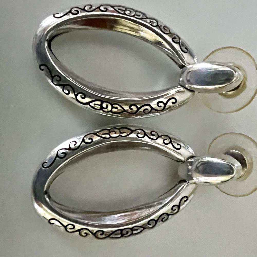 Brighton Drop Polished Silver plated earrings